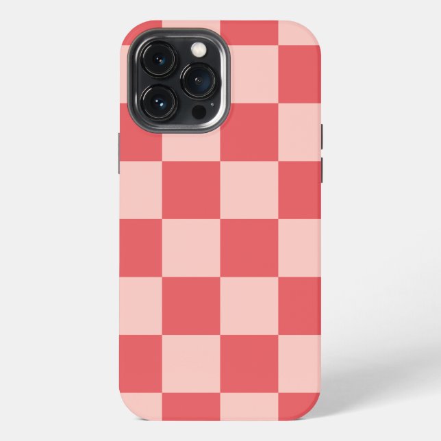 Rosa-rot kariertes Gingham-Muster iPhone Hülle (Rückseite)