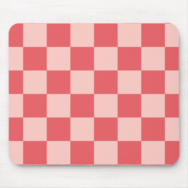 Rosa-rot kariertes Gingham-Muster Mousepad (Vorne)