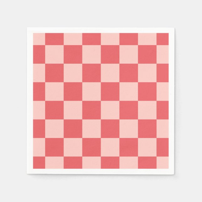 Rosa-rot kariertes Gingham-Muster Serviette (Vorderseite)
