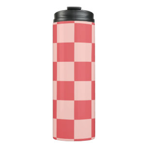 Rosa-rot kariertes Gingham-Muster Thermosbecher