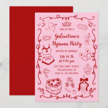 Rosa Rot Mädchenhaft Handgezeichnete Galentine's P