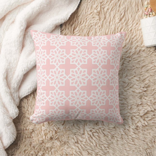 Rosa rot marokkanischer Star-Muster Tile Theme Pil Kissen (Decke)