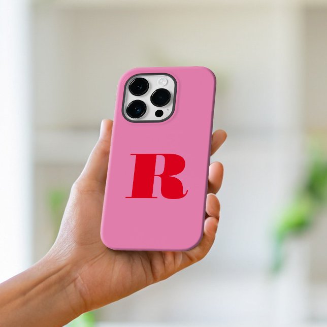 Rosa Rot Minimalistisch Modernes, feines Monogramm Case-Mate iPhone Hülle (Von Creator hochgeladen)