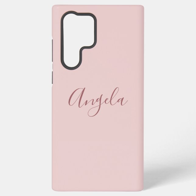 Rosa rot mit dunklem Namen oder Monogramm-Set Samsung Galaxy Hülle (Rückseite)