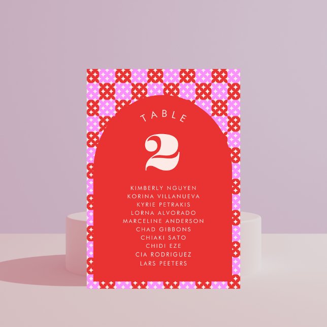 Rosa Rot Mitte Jahrhundert Moderne Sitzbezeichnung Tischnummer (Von Creator hochgeladen)