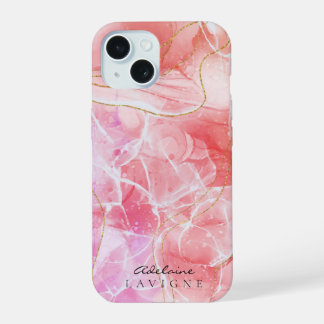 Rosa Rot Ombre Aquarellfarbe Tinte individuell ein iPhone 15 Hülle