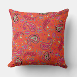 rosa rot orange Paisley-Muster, Boho-Paisley Kissen