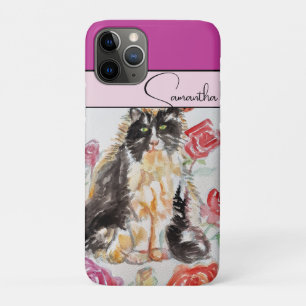 Rosa Rot pink Aquarell Rosen Smokingjackett Katze  Case-Mate iPhone Hülle
