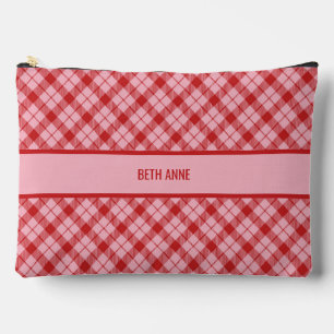 Rosa + Rot Tartan Großformat Zubehörtasche