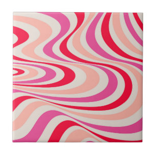 Rosa, rot und grau, abstrakte Retro-Swirbel-Optik Fliese