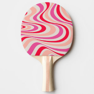 Rosa, rot und grau, abstrakte Retro-Swirbel-Optik Tischtennis Schläger