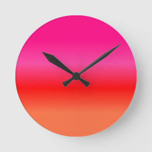 Rosa, Rot und Orangen Runde Wanduhr