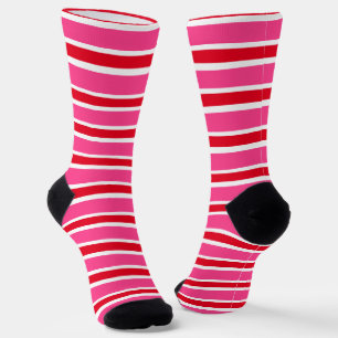 Rosa Rot und Weiße Streifen Valentintagsocken Socken