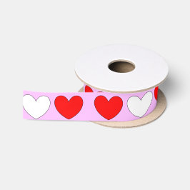 Rosa Rot-Weiße Herzen Valentinstag 4Robin Satinband