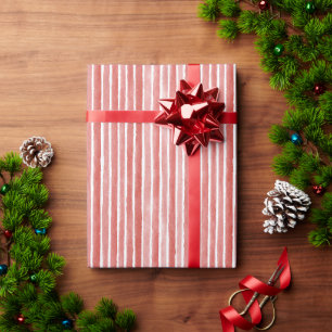 Rosa Rot Weiße Streifen Weihnachten Geschenkpapier