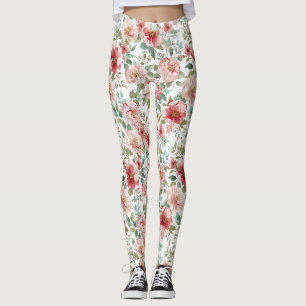 Rosa rote Blumen Leggings