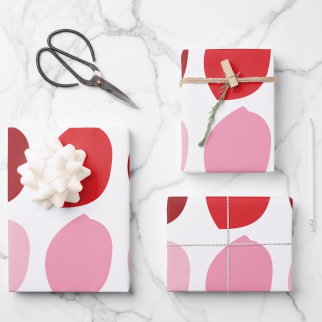Rosa rote Blütenblätter Geschenkpapier Set (Vorderseite)