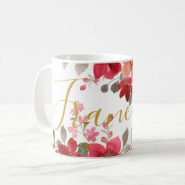 Rosa Rote Blütenfarben-Script hinzufügen Kaffeetasse
