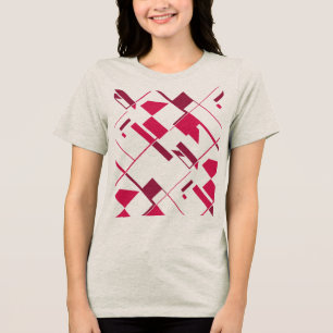 Rosa-rote Burgunderrote Überkreuz-Abstraktkunst-Dr Tri-Blend Shirt