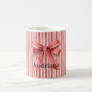 Rosa rote Candy Cane Streifen Schleife Kaffeetasse