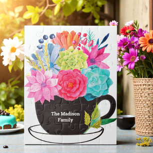 Rosa rote Familienname Kaffeetasse  Puzzle