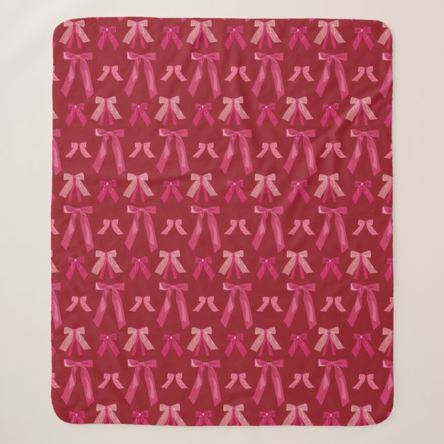 Rosa rote Feiertags-Valentinsbögen-Decke Sherpadecke (Vorderseite)