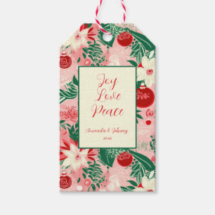 Rosa Rote Flora Weihnachten Geschenkanhänger