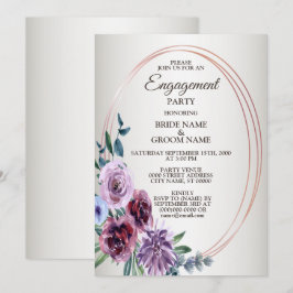 Rosa rote florale Wasserfarbe Verlobungsfeier Einladung