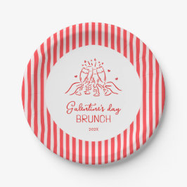 Rosa rote Galentine-Party Pappteller