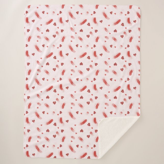 Rosa rote Glitzer Herzen Sherpadecke (Vorderseite)