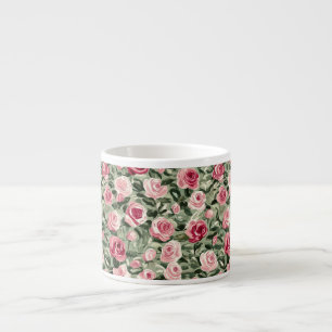 Rosa rote grüne Rosen floral  Espressotasse