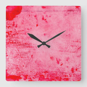 Rosa rote Grunge-Malfarbe-Textur Quadratische Wanduhr