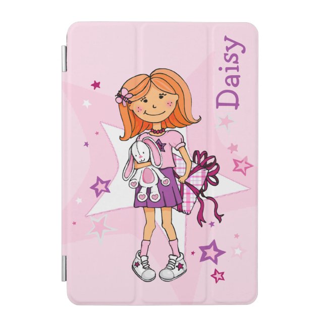 Rosa rote Haare Mädchen Sterne hinzufügen iPad Mini Hülle (Vorderseite)