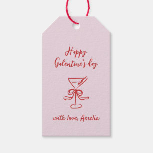 Rosa Rote Handschriftlicher Galentine's Day Geschenkanhänger