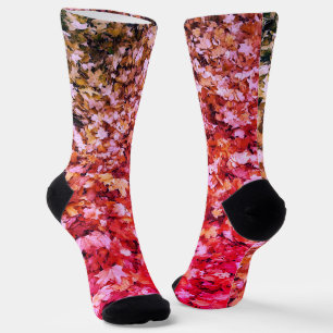 Rosa rote Herbst Ahornblätter Socken