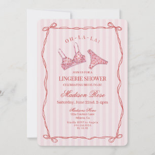 Rosa & Rote Herz Wäsche Dusche Party Slip  Einladung