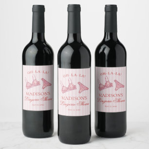 Rosa & Rote Herz Wäsche Dusche Slip Party Weinetikett