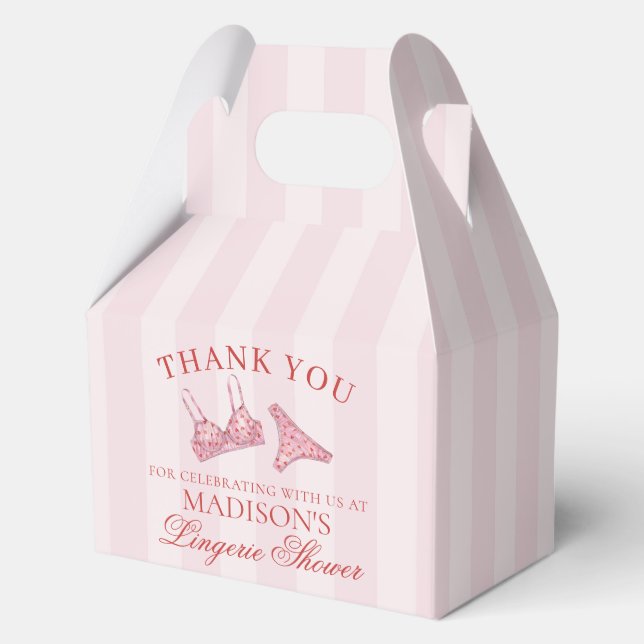 Rosa & Rote Herz Wäsche Dusche Slipeinlage Party G Geschenkschachtel (Vorderseite)