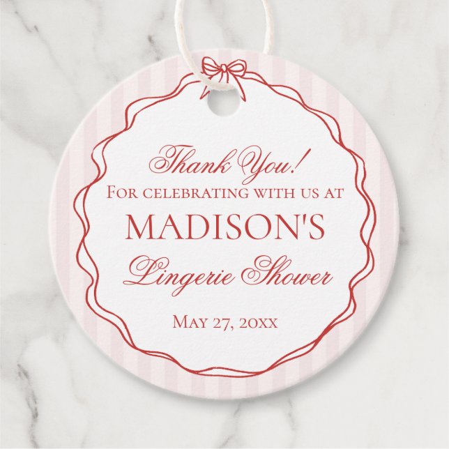 Rosa & Rote Herz Wäsche Dusche Unterwäsche Party Geschenkanhänger (Vorderseite)