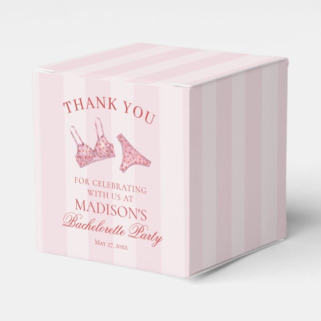 Rosa & Rote Herz Wäsche Junggesellinnen Abschieds  Geschenkschachtel (Vorderseite)