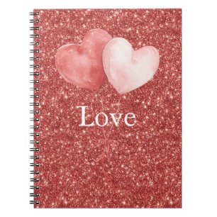 Rosa rote Herzballons Glitter Notizblock