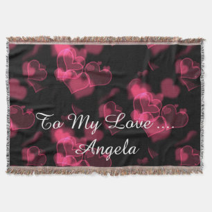 Rosa rote Herzen Liebe Design Throw Blanket Decke