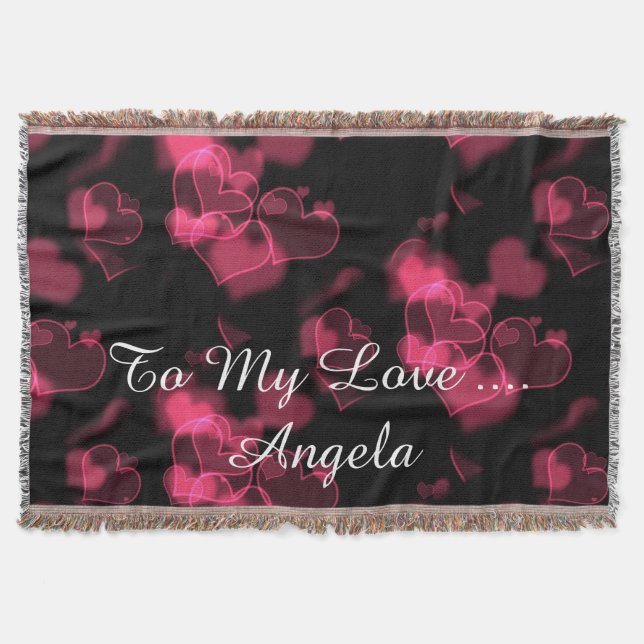 Rosa rote Herzen Liebe Design Throw Blanket Decke (Vorderseite)