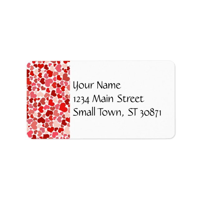 Rosa rote Herzen Muster Valentinstag Liebe Geschen Adressaufkleber (Vorne)
