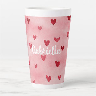 Rosa rote Herzen Name Milchtasse