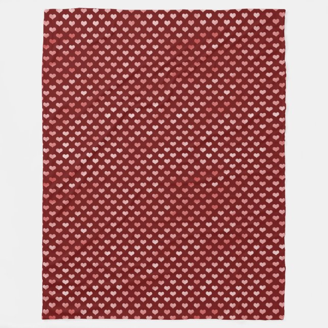 Rosa Rote Herzen Ombre Fleecedecke (Vorderseite)