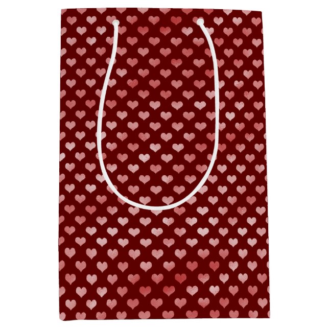 Rosa Rote Herzen Ombre Mittlere Geschenktüte (Vorderseite)