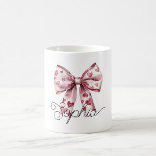 Rosa Rote Herzen Schleife Kaffeetasse