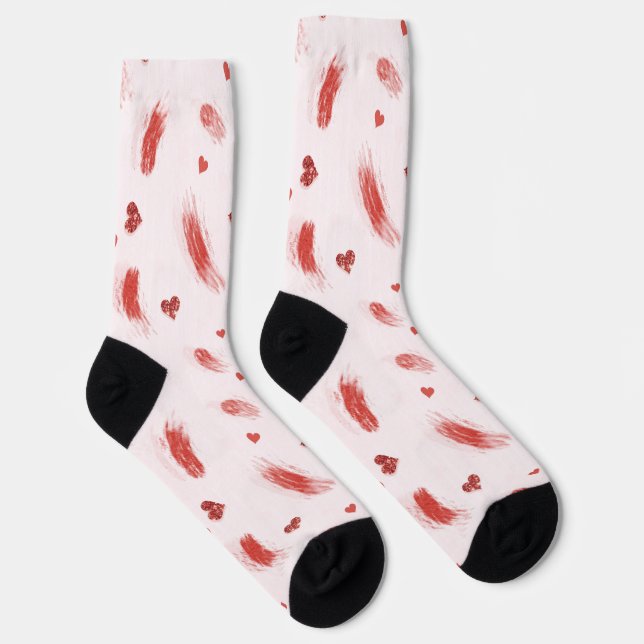 Rosa Rote Herzen Socken (Rechts)