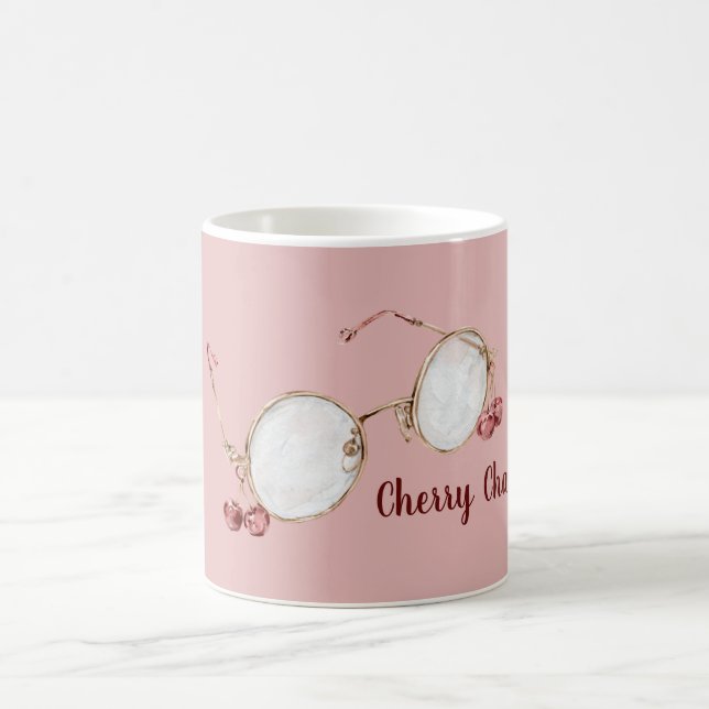 Rosa rote Kirschanhänger-Brille Kaffeetasse (Mittel)